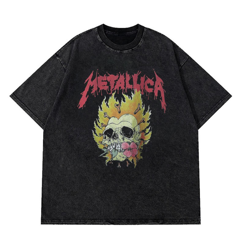 2025 tavaszi és nyári mosóvíz retro divatos márkás póló Nirvana zenekar digitális direkt befecskendezéses nyomtatással, rövid ujjú férfi kard stílusú legenda