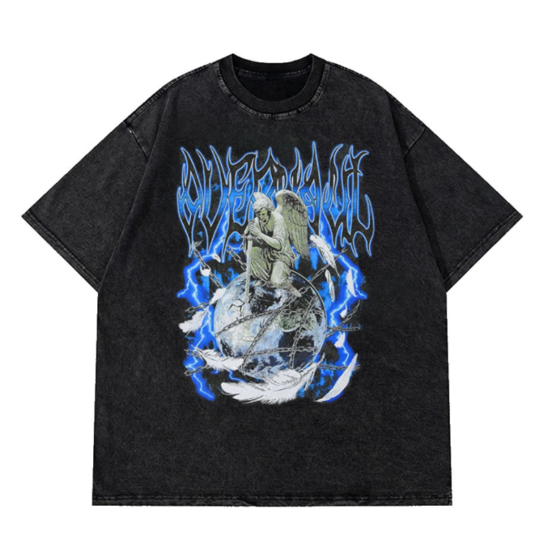 2025 tavaszi és nyári mosóvíz retro divatos márkás póló Nirvana zenekar digitális direkt befecskendezéses nyomtatással, rövid ujjú férfi kard stílusú legenda