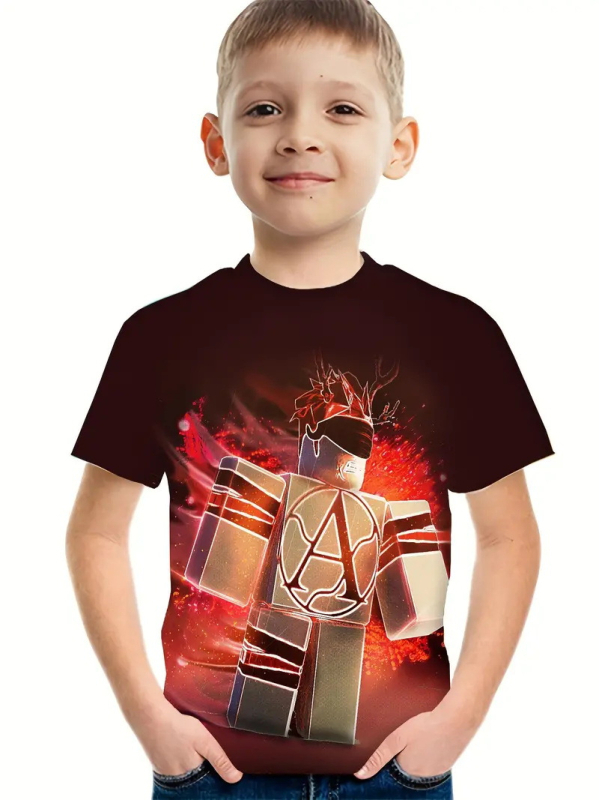 Poiste lühikeste varrukatega T-särk 2024. aasta uus anime stiil. Suvised laste riided, pluusid, laste suvised riided. Poiste T-särk RA1.