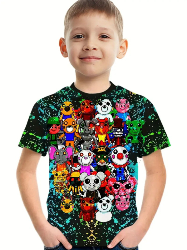 Poiste lühikeste varrukatega T-särk 2024. aasta uus anime stiil. Suvised laste riided, pluusid, laste suvised riided. Poiste T-särk RA1.