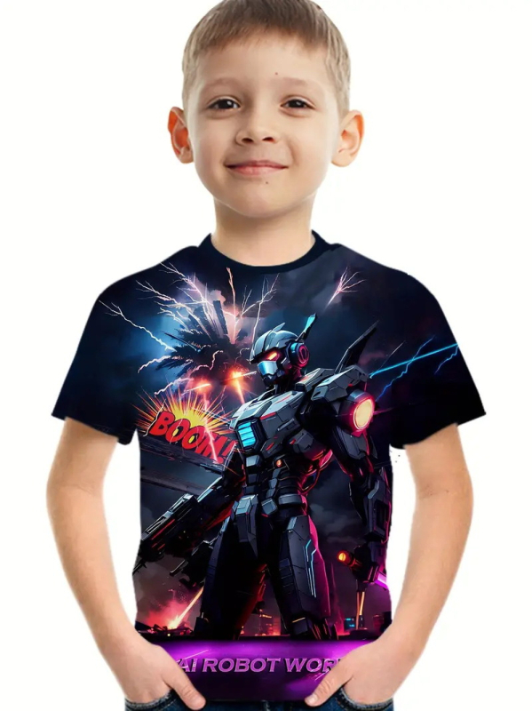 Poiste lühikeste varrukatega T-särk 2024. aasta uus anime stiil. Suvised laste riided, pluusid, laste suvised riided. Poiste T-särk RA1.