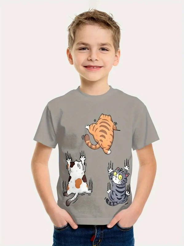 Poiste lühikeste varrukatega T-särk 2024. aasta uus anime stiil. Suvised laste riided, pluusid, laste suvised riided. Poiste T-särk RA1.