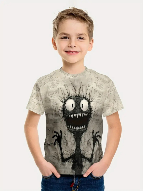 Poiste lühikeste varrukatega T-särk 2024. aasta uus anime stiil. Suvised laste riided, pluusid, laste suvised riided. Poiste T-särk RA1.