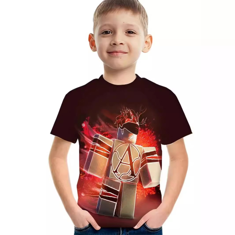 Тениска с къс ръкав за момчета 2024 Нови летни детски дрехи в аниме стил Топове Детски летни дрехи Тениска за момчета RA1