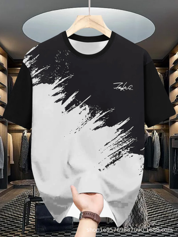 Meeste lühikeste varrukatega T-särk 2025. aasta uus suvine moodne Korea lahtise alussärgi teismelistele väliskaubanduse T-särkide riided