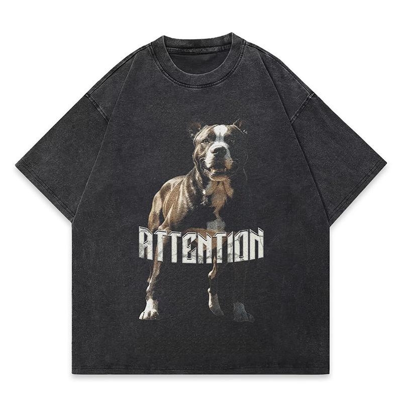 Pekný vlčí pes Doberman španiel Európske a americké módne voľné nadrozmerné pánske a dámske tričko s krátkym rukávom, oprané a striekané