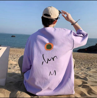 Tricou bărbătesc, vară lejeră, albastru Klein, bumbac gros, design Sense Niche, marcă la modă, mărime plus, stil Hong Kong, mânecă scurtă pentru bărbați