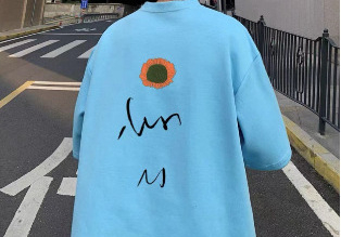 Tricou bărbătesc, vară lejeră, albastru Klein, bumbac gros, design Sense Niche, marcă la modă, mărime plus, stil Hong Kong, mânecă scurtă pentru bărbați