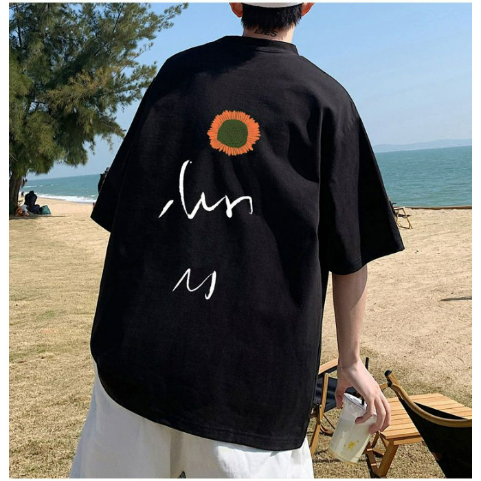 Tricou bărbătesc, vară lejeră, albastru Klein, bumbac gros, design Sense Niche, marcă la modă, mărime plus, stil Hong Kong, mânecă scurtă pentru bărbați