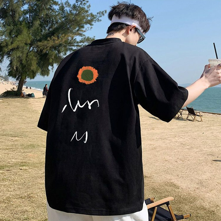 Tricou bărbătesc, vară lejeră, albastru Klein, bumbac gros, design Sense Niche, marcă la modă, mărime plus, stil Hong Kong, mânecă scurtă pentru bărbați