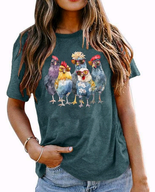 Jachetă pentru femei din comerț exterior, comerț electronic transfrontalier, tricou din bumbac colorat cu imprimeu de Crăciun de la Amazon