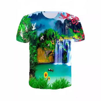 Tricou de vară la modă cu peisaje naturale de pe litoral, imprimat 3D, pentru bărbați, tricou casual și interesant cu mânecă scurtă