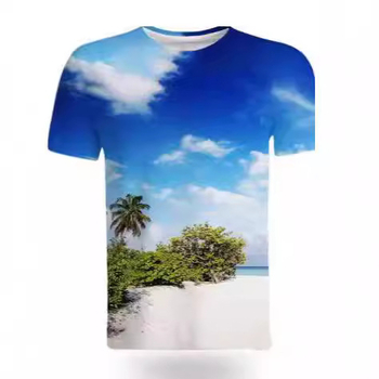 Tricou de vară la modă cu peisaje naturale de pe litoral, imprimat 3D, pentru bărbați, tricou casual și interesant cu mânecă scurtă