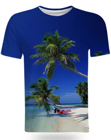 Tricou de vară la modă cu peisaje naturale de pe litoral, imprimat 3D, pentru bărbați, tricou casual și interesant cu mânecă scurtă