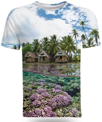Tricou de vară la modă cu peisaje naturale de pe litoral, imprimat 3D, pentru bărbați, tricou casual și interesant cu mânecă scurtă