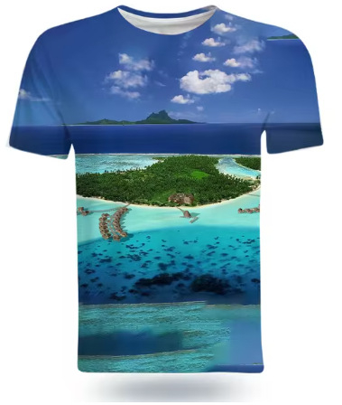 Tricou de vară la modă cu peisaje naturale de pe litoral, imprimat 3D, pentru bărbați, tricou casual și interesant cu mânecă scurtă