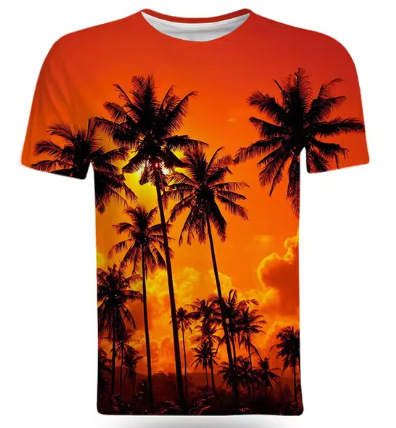 Tricou de vară la modă cu peisaje naturale de pe litoral, imprimat 3D, pentru bărbați, tricou casual și interesant cu mânecă scurtă