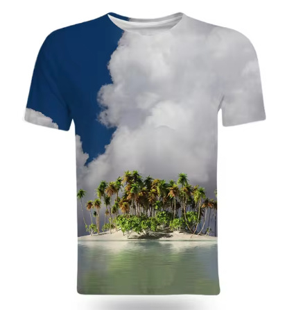 Tricou de vară la modă cu peisaje naturale de pe litoral, imprimat 3D, pentru bărbați, tricou casual și interesant cu mânecă scurtă
