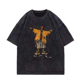 Letné tričko s krátkym rukávom v americkom štýle s potlačou starej módnej značky pre mužov a ženy, retro, z ťažkej bavlny, s polovičným rukávom