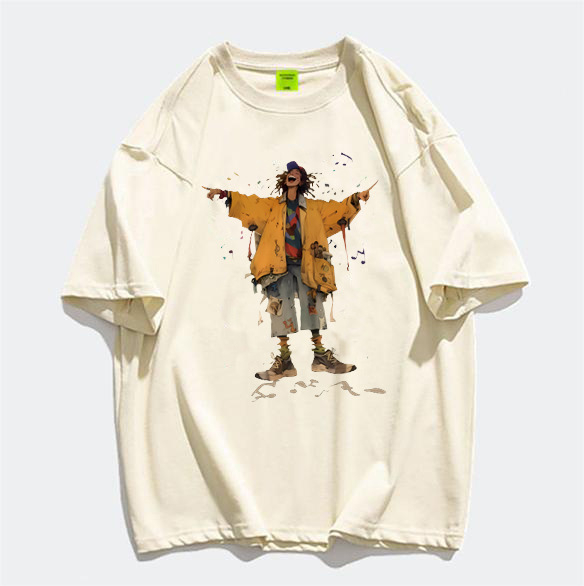 Letné tričko s krátkym rukávom v americkom štýle s potlačou starej módnej značky pre mužov a ženy, retro, z ťažkej bavlny, s polovičným rukávom