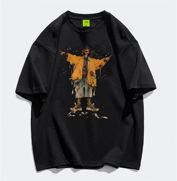 Letné tričko s krátkym rukávom v americkom štýle s potlačou starej módnej značky pre mužov a ženy, retro, z ťažkej bavlny, s polovičným rukávom