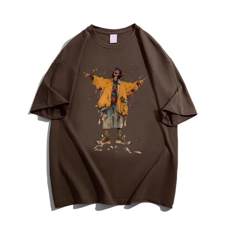 Letné tričko s krátkym rukávom v americkom štýle s potlačou starej módnej značky pre mužov a ženy, retro, z ťažkej bavlny, s polovičným rukávom