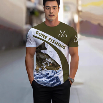 2024. aasta piiriülene 3DT särk, vabaaja meeste topp, lühikeste varrukatega, trükitud loomalõvi mustriga, ümara kaelusega, moodne