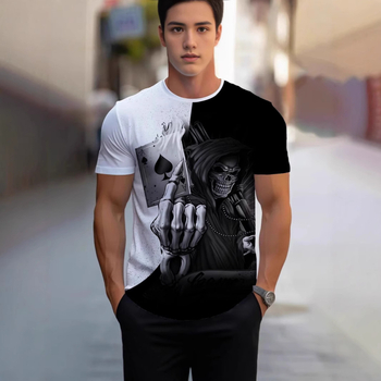 2024. aasta piiriülene 3DT särk, vabaaja meeste topp, lühikeste varrukatega, trükitud loomalõvi mustriga, ümara kaelusega, moodne