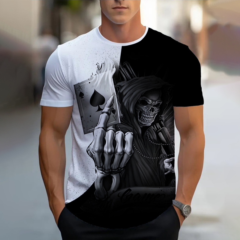 2024. aasta piiriülene 3DT särk, vabaaja meeste topp, lühikeste varrukatega, trükitud loomalõvi mustriga, ümara kaelusega, moodne