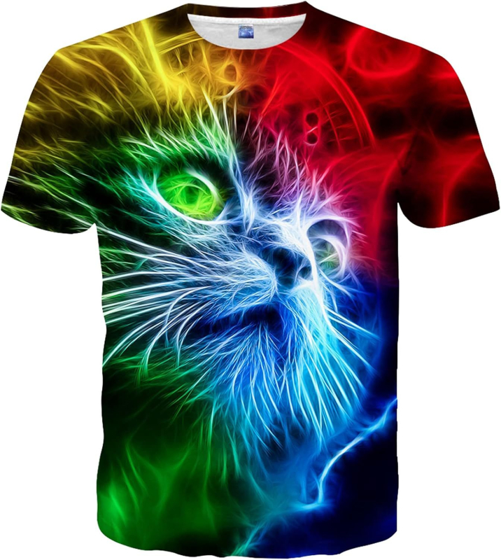 Európa és az Egyesült Államok határokon átnyúló macskamintás póló külkereskedelem 3D digitális nyomtatás rövid ujjú bő lezser kabát közvetlen értékesítés