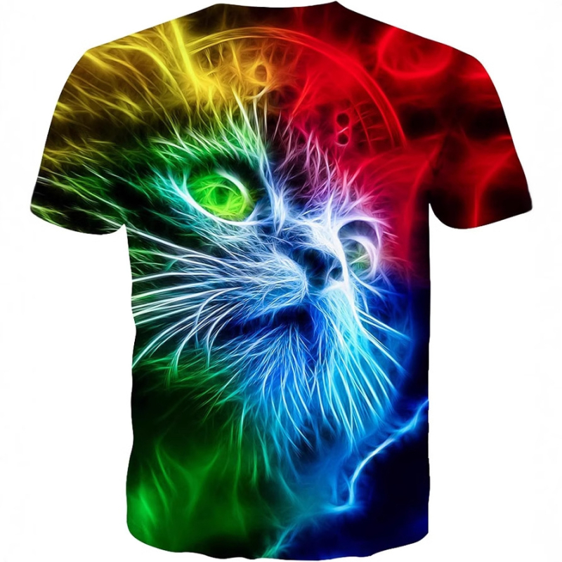 Európa és az Egyesült Államok határokon átnyúló macskamintás póló külkereskedelem 3D digitális nyomtatás rövid ujjú bő lezser kabát közvetlen értékesítés