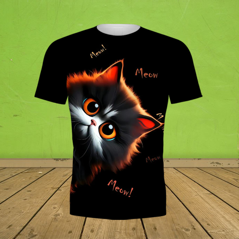 Εξωτερικό εμπόριο διασυνοριακό καλοκαίρι 3D ψηφιακή εκτύπωση T-shirt μόδας με στρογγυλή λαιμόκοψη κοντό μανίκι χαλαρό άνετο μπουφάν κατασκευαστές πηγής