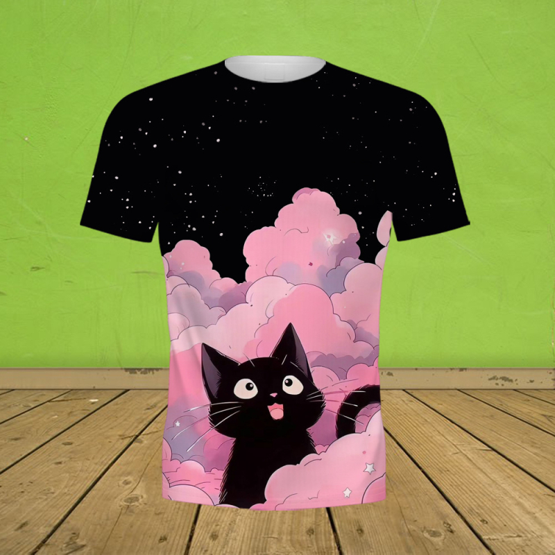 Εξωτερικό εμπόριο διασυνοριακό καλοκαίρι 3D ψηφιακή εκτύπωση T-shirt μόδας με στρογγυλή λαιμόκοψη κοντό μανίκι χαλαρό άνετο μπουφάν κατασκευαστές πηγής