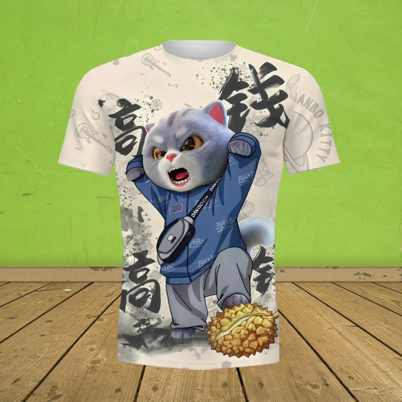 Εξωτερικό εμπόριο διασυνοριακό καλοκαίρι 3D ψηφιακή εκτύπωση T-shirt μόδας με στρογγυλή λαιμόκοψη κοντό μανίκι χαλαρό άνετο μπουφάν κατασκευαστές πηγής