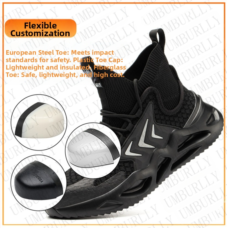 Обувки за защита на труда на едро, анти-смазващи, анти-пиърсинг, леки работни обувки, стоманена капачка на краката, летящи тъкани, дишащи защитни обувки, мъжки работни обувки