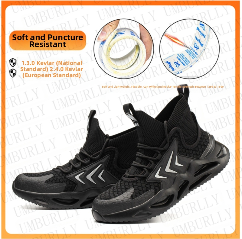 Обувки за защита на труда на едро, анти-смазващи, анти-пиърсинг, леки работни обувки, стоманена капачка на краката, летящи тъкани, дишащи защитни обувки, мъжки работни обувки