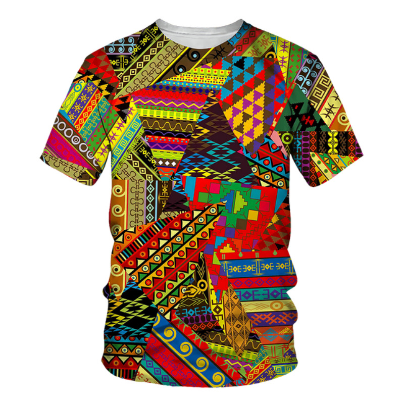 Tricou transfrontalier Europa și Statele Unite, comerț exterior, imprimare retro, tricou pentru bărbați, imprimare digitală 3D, guler rotund, mânecă scurtă, producători en-gros, tricou 3D