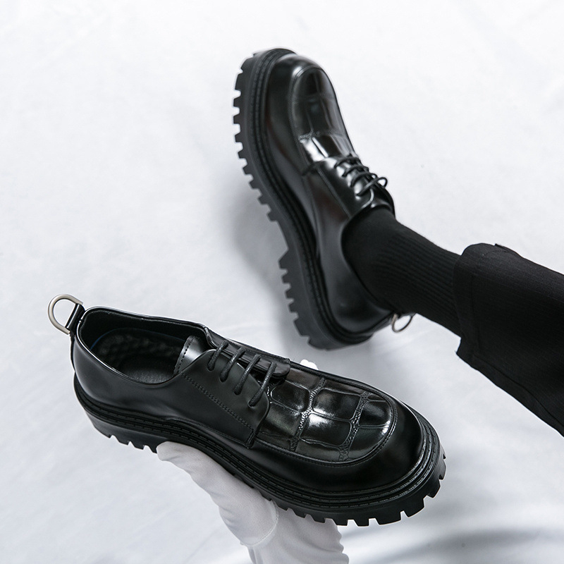 Pantofi din piele ieftini, stil britanic, stil coreean, talpă groasă, mărime business, rochie cu cap mare, pantofi casual pentru bărbați