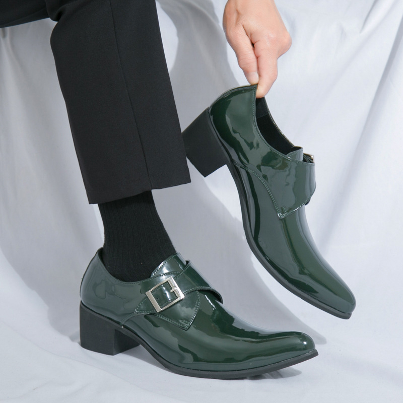 Pánske ležérne kožené topánky, cezhraničné, väčšie veľkosti, nové hrubé kožené topánky, módne pánske kožené topánky na vysokom podpätku s prackou, biznis oblečenie