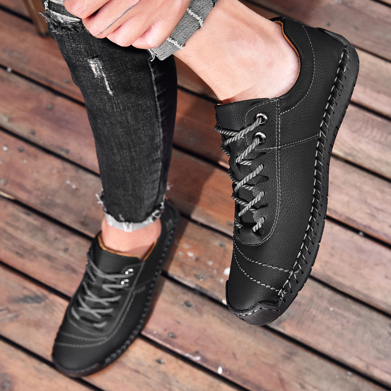 Pantofi sport pentru bărbați, pantofi sport cu talpă moale, stil coreean, la modă, lucrați manual, din piele, pantofi de primăvară și de toamnă, mărime mare, pantofi pentru bărbați