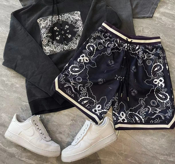 Ameerika moebrändi kiiresti kuivavad korvpallipüksid, vabaaja spordipüksid, india pähkli lillega, põlvepikkused püksid, fitness-spordipüksid