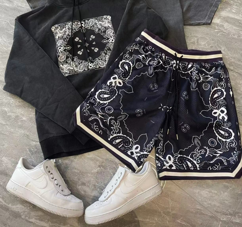 Ameerika moebrändi kiiresti kuivavad korvpallipüksid, vabaaja spordipüksid, india pähkli lillega, põlvepikkused püksid, fitness-spordipüksid