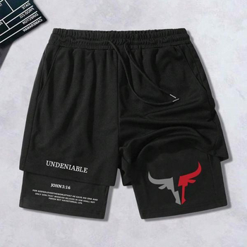 Pantaloni scurți sport casual pentru bărbați, cu strat dublu, pentru vară 2024, pentru comerț electronic transfrontalier, la modă, la modă