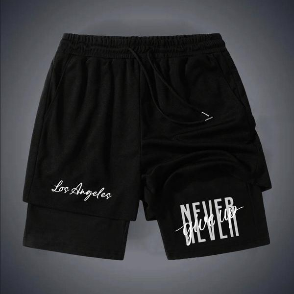 Pantaloni scurți sport casual pentru bărbați, cu strat dublu, pentru vară 2024, pentru comerț electronic transfrontalier, la modă, la modă