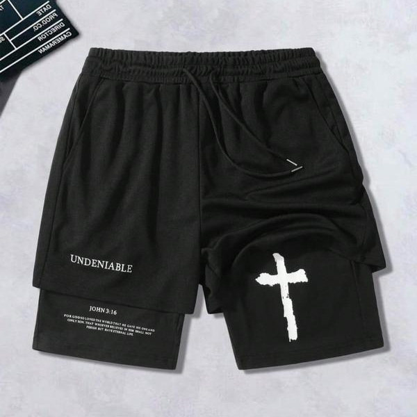 Pantaloni scurți sport casual pentru bărbați, cu strat dublu, pentru vară 2024, pentru comerț electronic transfrontalier, la modă, la modă