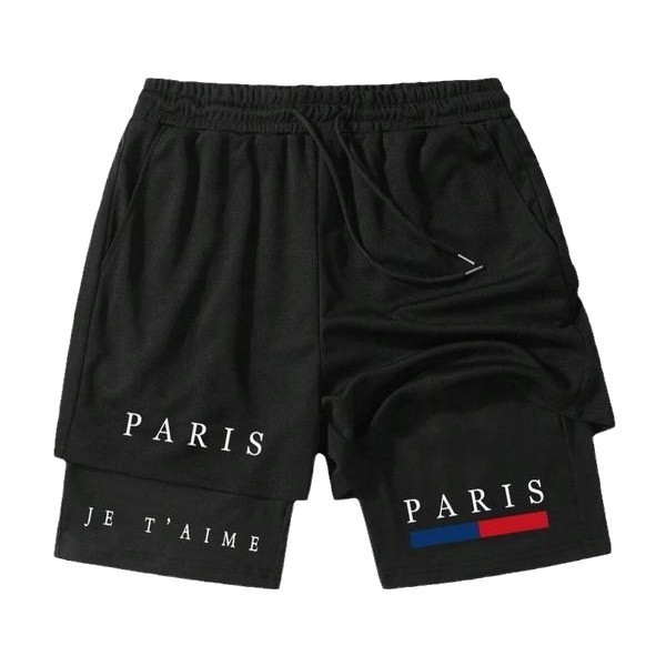 Pantaloni scurți sport casual pentru bărbați, cu strat dublu, pentru vară 2024, pentru comerț electronic transfrontalier, la modă, la modă