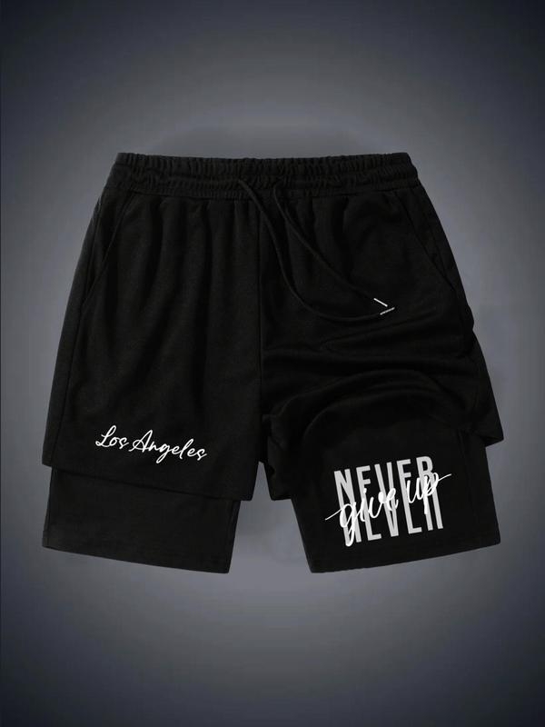 Pantaloni scurți sport casual pentru bărbați, cu strat dublu, pentru vară 2024, pentru comerț electronic transfrontalier, la modă, la modă