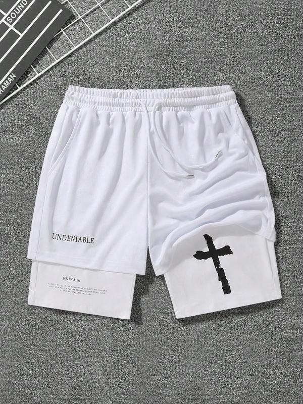 Pantaloni scurți sport casual pentru bărbați, cu strat dublu, pentru vară 2024, pentru comerț electronic transfrontalier, la modă, la modă