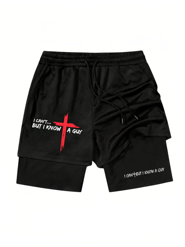 Pantaloni scurți sport casual pentru bărbați, cu strat dublu, pentru vară 2024, pentru comerț electronic transfrontalier, la modă, la modă