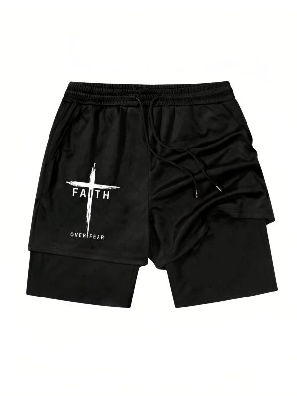 Pantaloni scurți sport casual pentru bărbați, cu strat dublu, pentru vară 2024, pentru comerț electronic transfrontalier, la modă, la modă